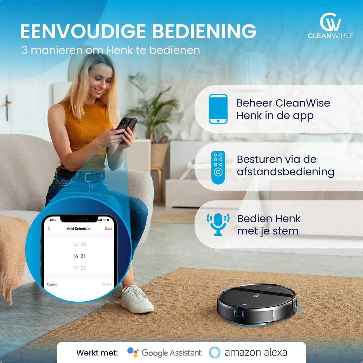 CleanWise Henk - Robotstofzuiger met dweilfunctie - Dweilrobot