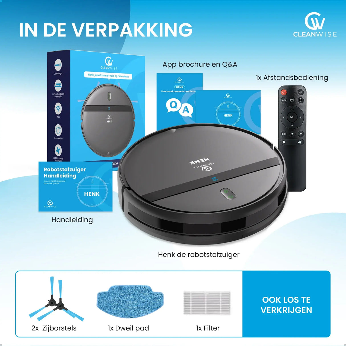 CleanWise Henk - Robotstofzuiger met dweilfunctie - Dweilrobot