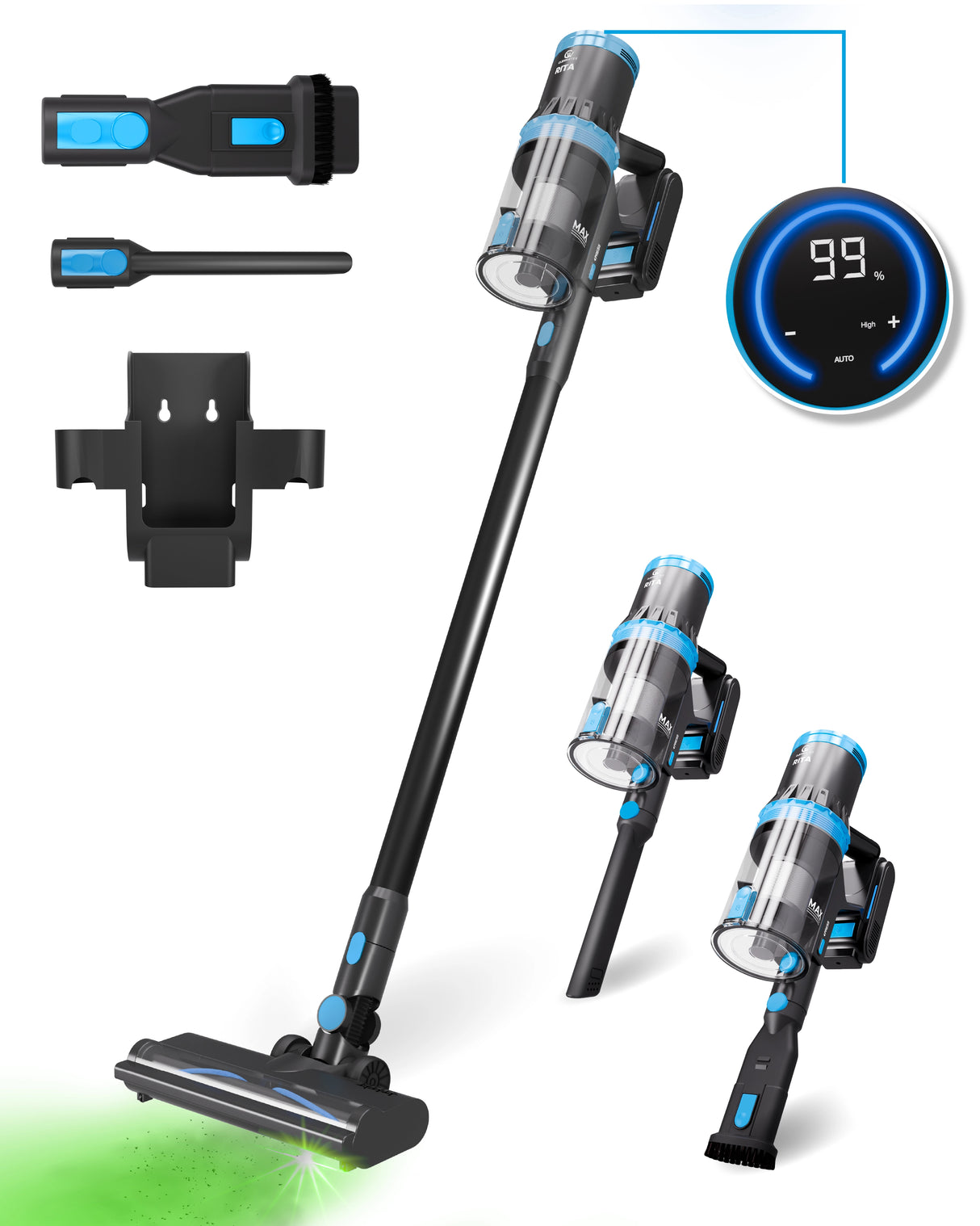 CleanWise Rita Steelstofzuiger - Krachtige Draadloze Steelstofzuiger