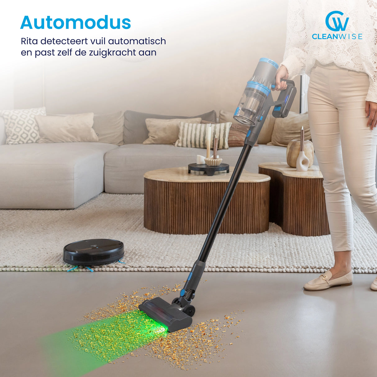 CleanWise Rita Steelstofzuiger - Krachtige Draadloze Steelstofzuiger