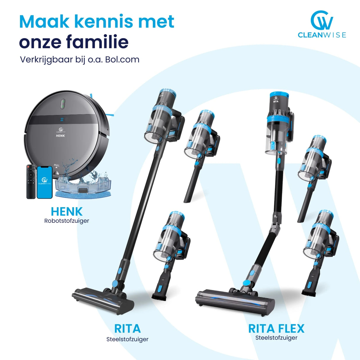CleanWise Rita Flex Steelstofzuiger - Krachtige Draadloze Steelstofzuiger