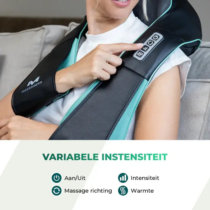 Massagerr® Shiatsu Massagekussen 2.0 – Draadloos – Nekmassage Apparaat - Incl. Draagtas en Stressbal