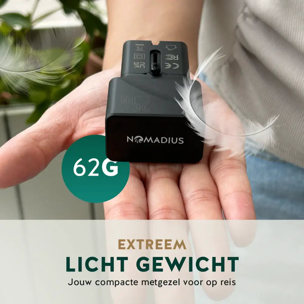 Nomadius Mini Wereldstekker - Fast Charging – Universele Reisstekker