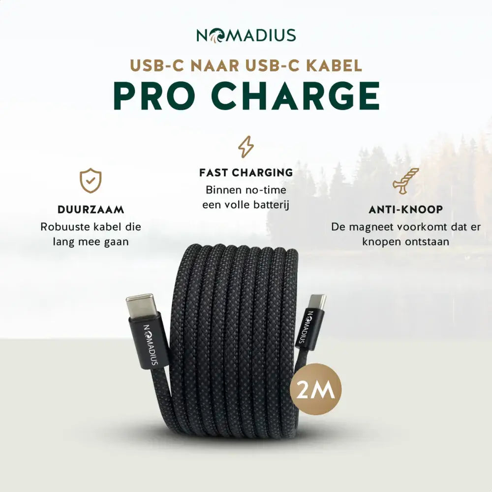 Nomadius ProCharge 2M - Ultra Fast Charging - USB C naar USB C - Oplaadkabel