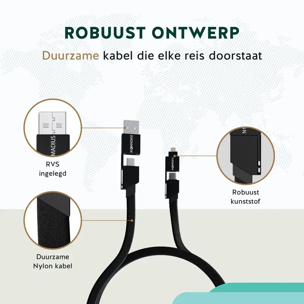 Nomadius UniCharge 1.5M - Universele Oplaadkabel - Fast Charging