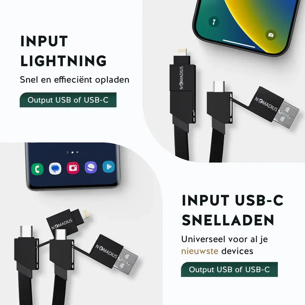 Nomadius UniCharge Mini - Universele Oplaadkabel - Fast Charging