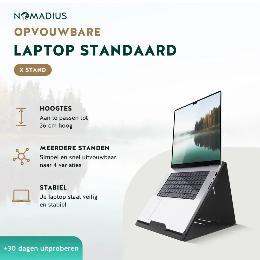 Nomadius X Stand - Opvouwbare Laptop Stand - Zit Sta Laptop Standaard
