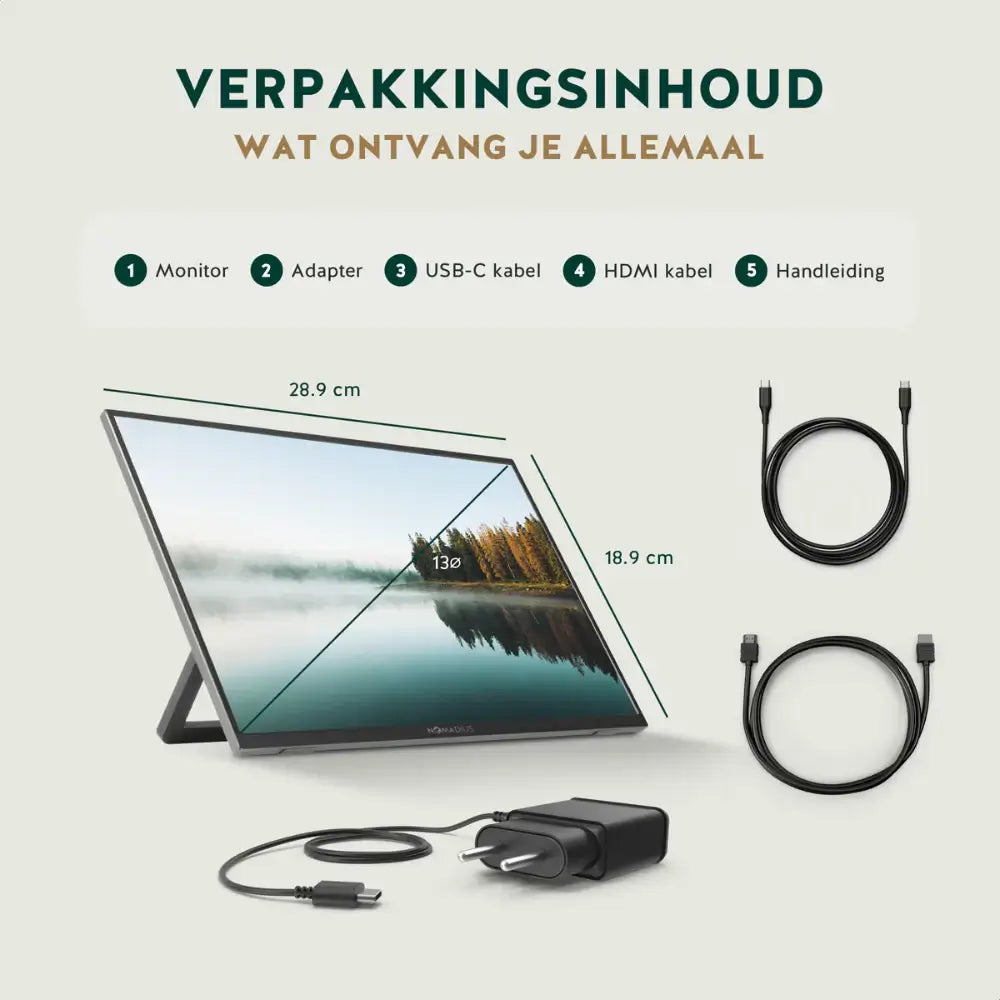 Nomadius® Portable Monitor - 13 Inch 2K - Ultra Lichtgewicht en Dun