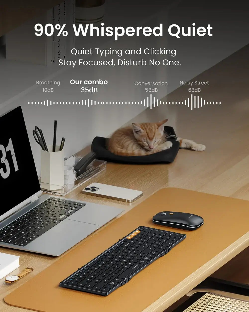 ProtoArc Opvouwbaar Toetsenbord en Muis - Full-Size Draadloos Toetsenbord + muis set