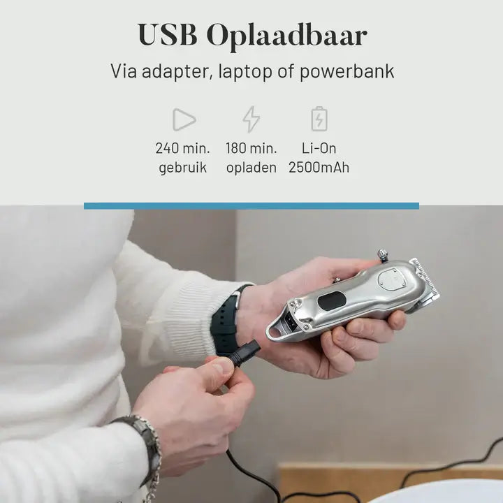 Revahs Clipper One - Professionele Tondeuse voor Mannen - 7200 RPM - LCD Display - RVS messen