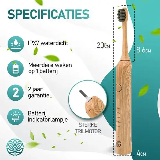 Sanitos Bamboe Elektrische Tandenborstel - Eco-vriendelijk & Duurzaam
