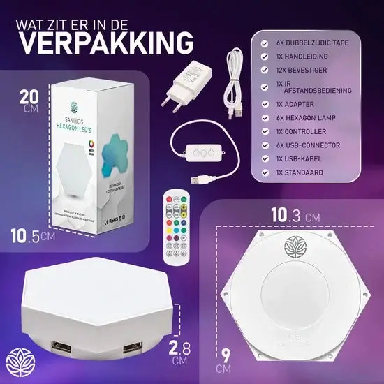 Sanitos Hexagon LED Modules - Flexibele Sfeerverlichting - Multicolor