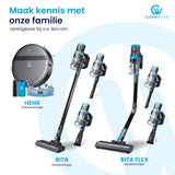 CleanWise Rita Flex Steelstofzuiger - Krachtige Draadloze Steelstofzuiger