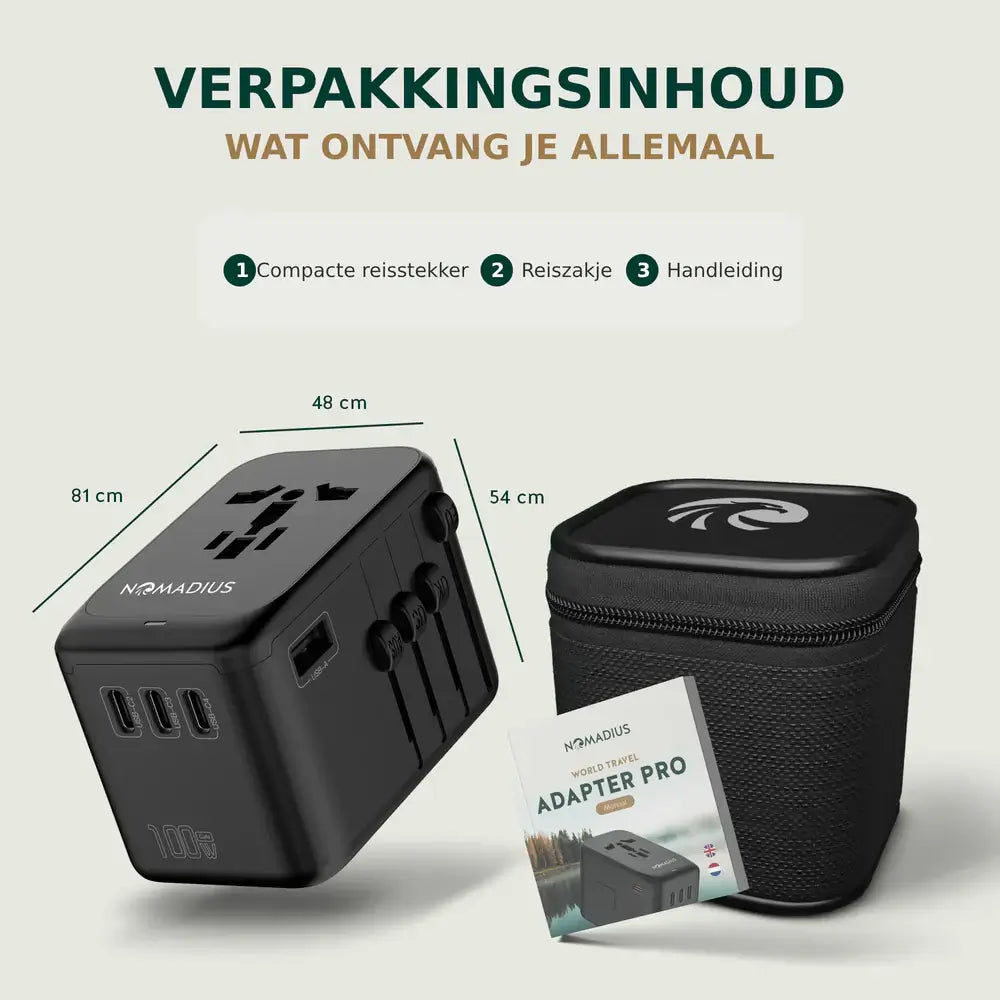 Nomadius® Wereldstekker PRO - Universele Reisstekker voor 180+ Landen