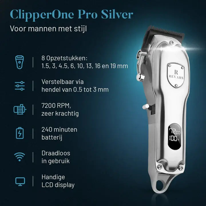 Revahs ClipperOne Pro - Professionele Draadloze Tondeuse - Baardtrimmer - Hoofdhaar Mannen