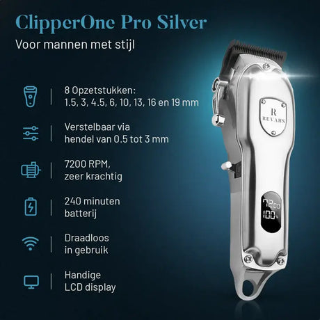 Revahs ClipperOne Pro - Professionele Draadloze Tondeuse - Baardtrimmer - Hoofdhaar Mannen