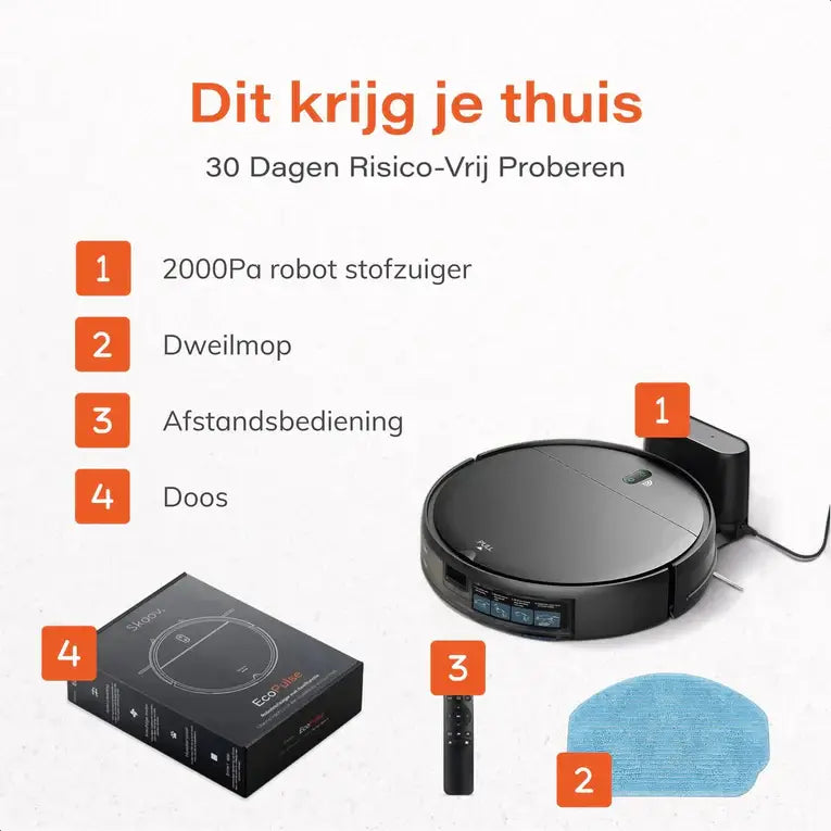 Skoov EcoPulse Robotstofzuiger met Dweilfunctie - Met laad station