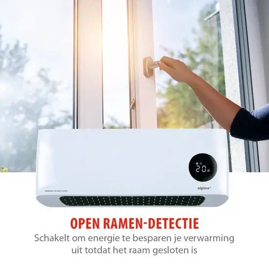 Alpina Elektrische Ventilator en Verwarming - Ventilatorkachel 1000-2000W - Wandventilator met Timer en Afstandsbediening - Convectorkachel voor Wandmontage met Instelbare Thermostaat
