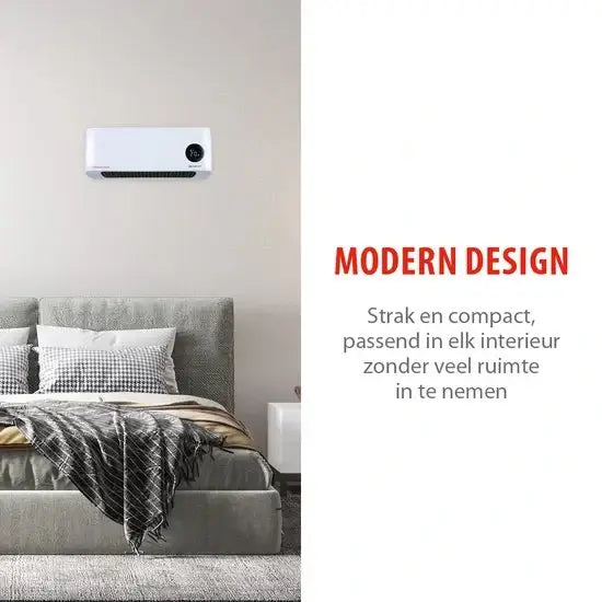 Alpina Elektrische Ventilator en Verwarming - Ventilatorkachel 1000-2000W - Wandventilator met Timer en Afstandsbediening - Convectorkachel voor Wandmontage met Instelbare Thermostaat